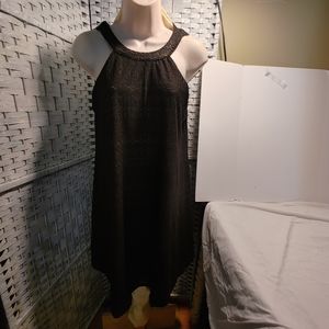 Ladies Sleeveless Black Dress Size M Alya Open Back Lined Flowing Bottom